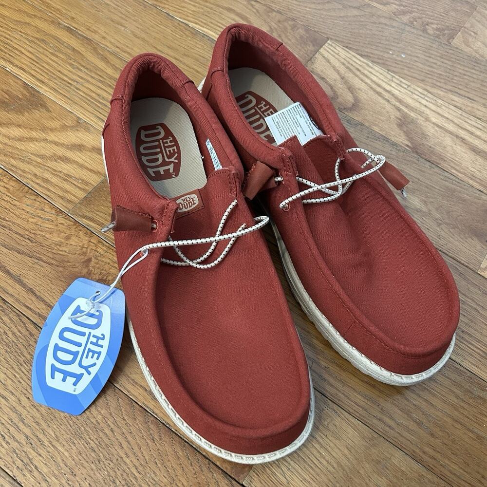 NEW Hey Dude Wally Canvas Chili Lightweight Slip On Sneakers Shoes Size 13